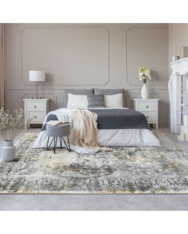 Tapis graphique effet usé gris or 160x230