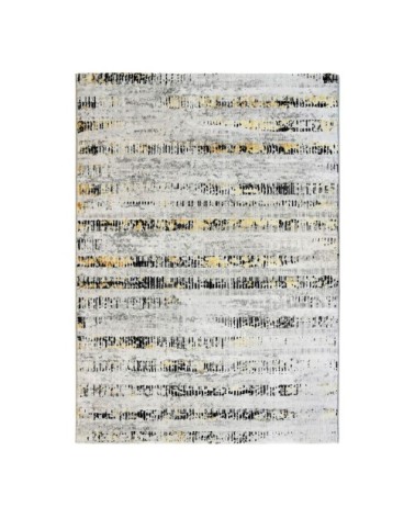 Tapis graphique stries gris or 160x230