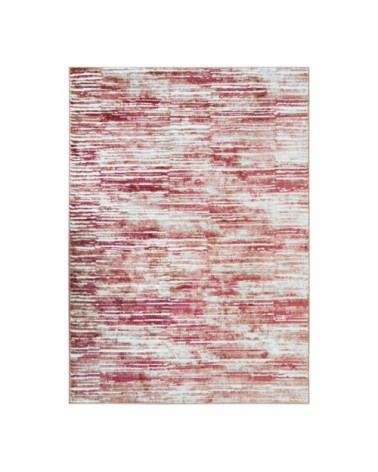 Tapis extra-doux motif lignes crème rose 120x170