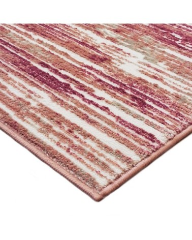 Tapis extra-doux motif lignes crème rose 120x170