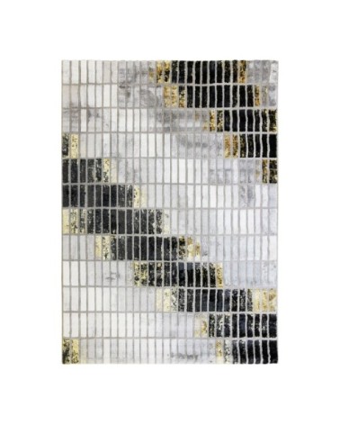 Tapis graphique minis rectangles gris or 160x230