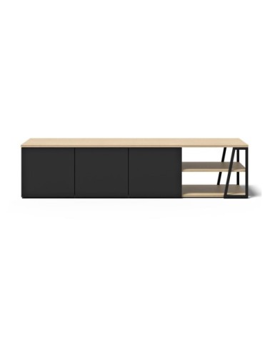 Meuble TV chêne clair et noir H45