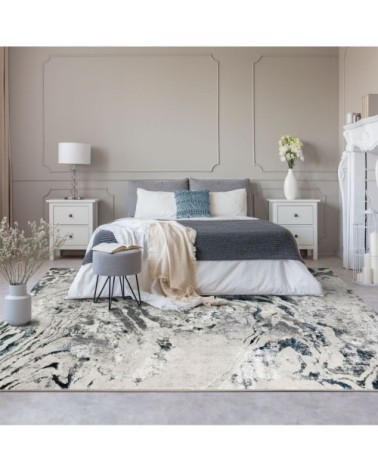 Tapis graphique effet fluide gris bleu 160x230