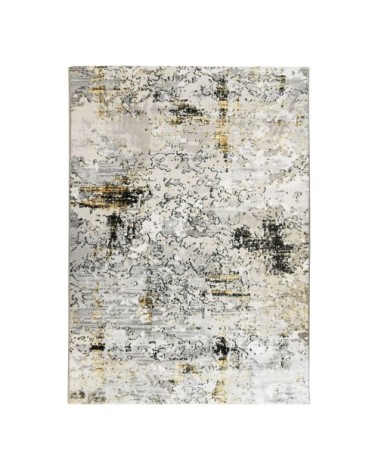 Tapis graphique effet usé/vintage gris or 160x230