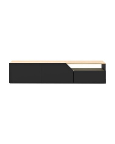 Meuble TV 1 niche effet bois chêne clair et noir