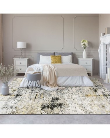 Tapis graphique effet usé/vintage gris or 160x230