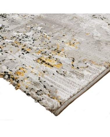 Tapis graphique effet usé/vintage gris or 160x230