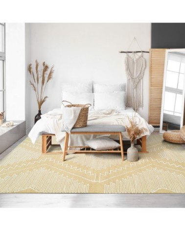 Tapis en coton avec motifs zig zag en laine épaisse naturel 160x230