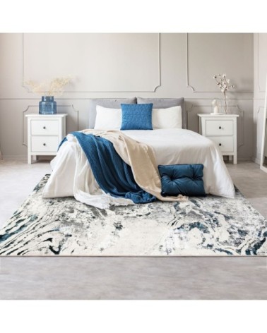 Tapis graphique effet fluide gris bleu 120x170