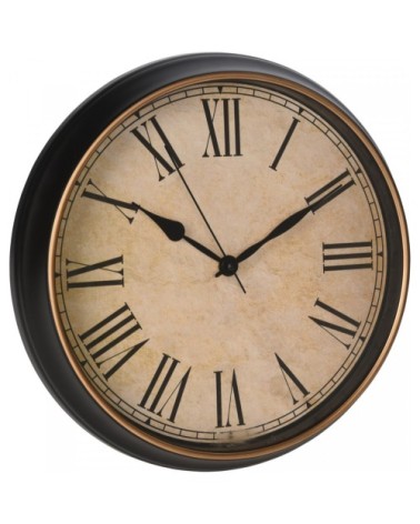 Horloge murale ronde noir et doré D35x5cm