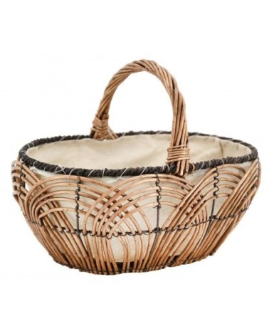 Panier en osier lacerie et jute L35cm