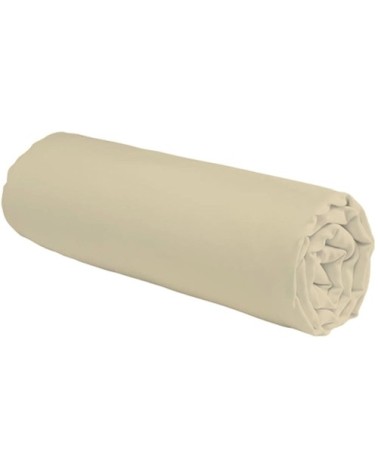 Drap housse uni coton beige 160x200cm
