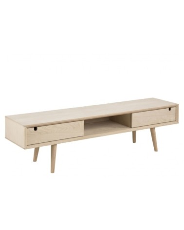 Meuble TV bas finition chêne blanchie
