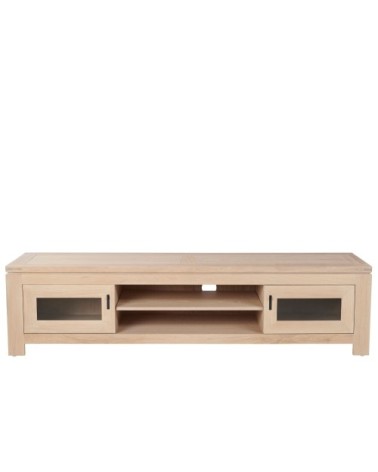 Meuble TV bas moderne en chêne blanchi L180