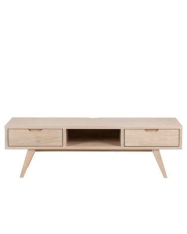 Meuble TV scandinave en chêne blanchi