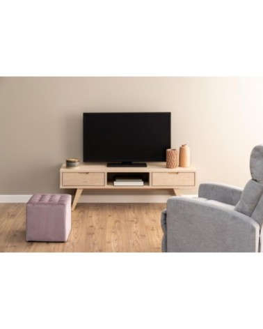 Meuble TV scandinave en chêne blanchi