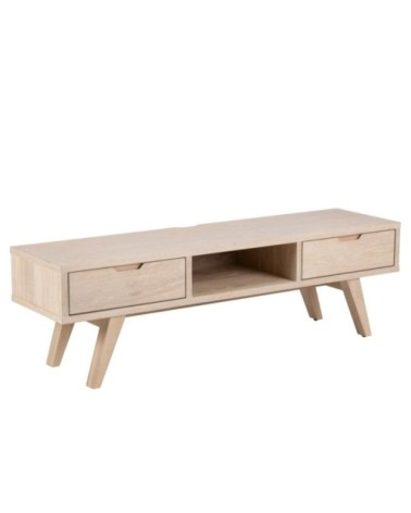 Meuble TV scandinave en chêne blanchi