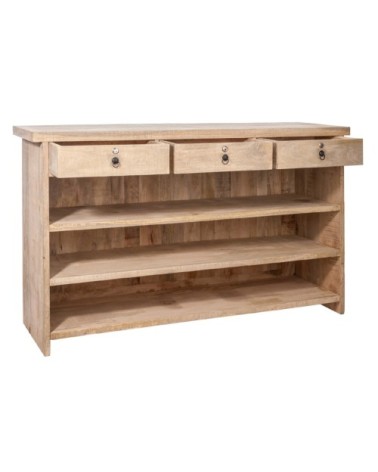 Bar en bois clair 3 tiroirs 2 tablettes