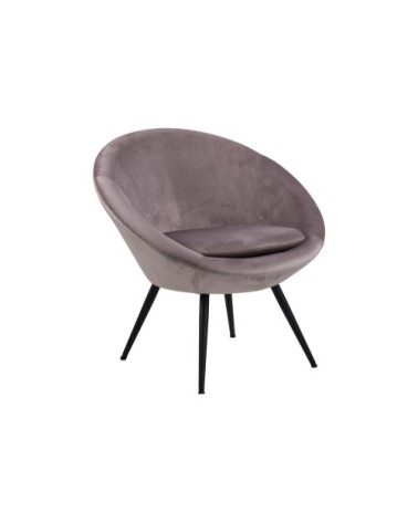 Fauteuil lounge en velours et métal