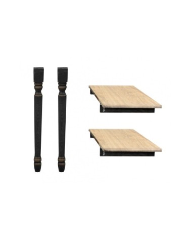 Table ronde en bois 6 pieds tournés D105 + 3 rallonges bois