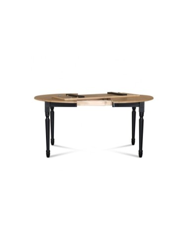 Table extensible ronde bois D105 cm + 1 allonge et Pieds tournés