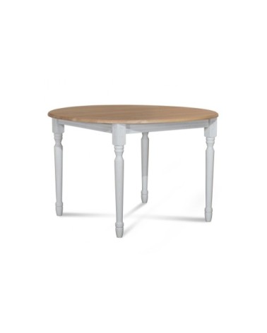 Table extensible ronde bois D115 cm avec 1 allonge et Pieds tournés