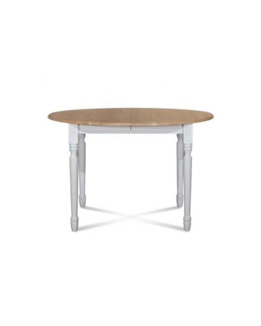 Table extensible ronde bois D115 cm avec 1 allonge et Pieds tournés