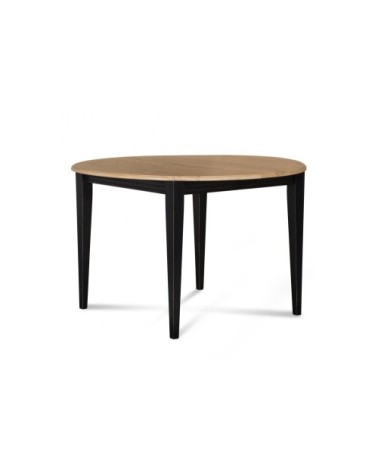 Table ronde extensible bois D105 cm avec 1 allonge et pieds fuseau