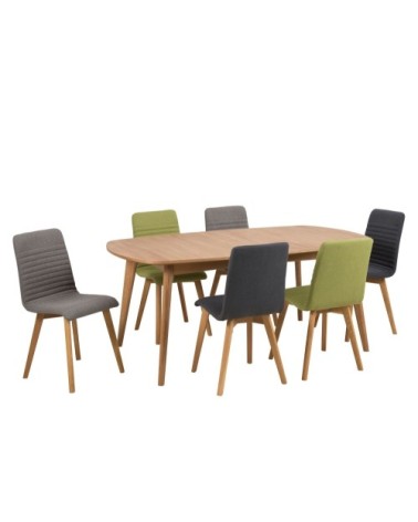 Table à manger ovale en bois avec 2 allonges L180/270