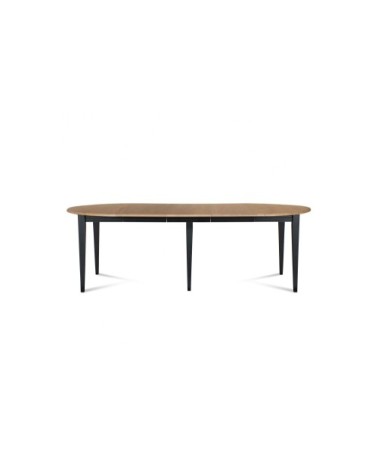 Table ronde 6 pieds fuseau 115 cm + 3 rallonges bois