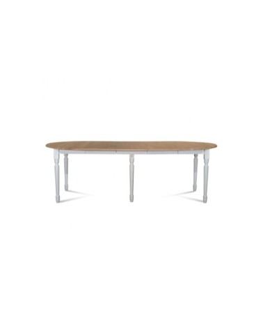 Table ronde en bois 6 pieds tournés D105 + 3 rallonges bois