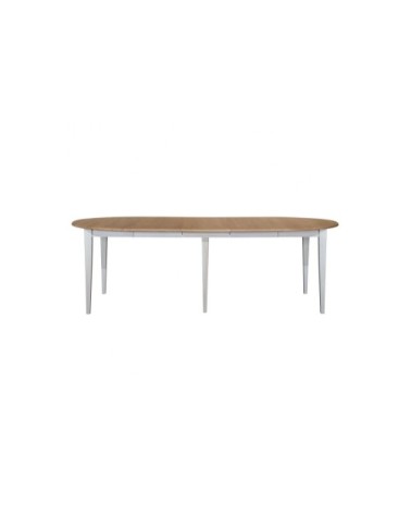 Table ronde 6 pieds fuseau 115 cm + 3 rallonges bois