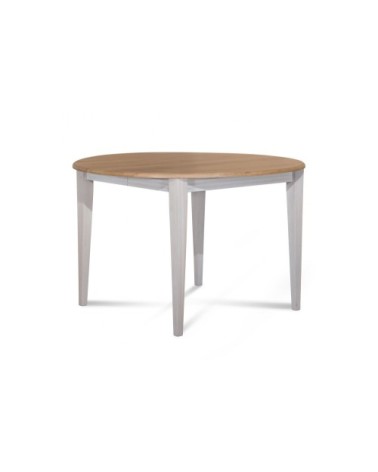 Table ronde 6 pieds fuseau 115 cm + 3 rallonges bois