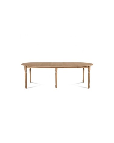 Table ronde en bois 6 pieds tournés D105 + 3 rallonges bois