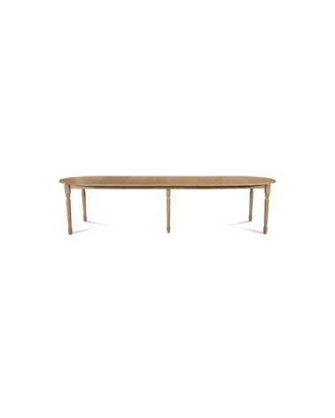 Table ronde en bois 6 pieds tournés D105 + 3 rallonges bois