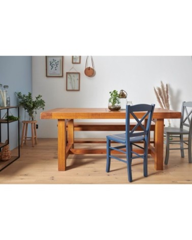 Table de ferme campagnarde bois chêne massif L180