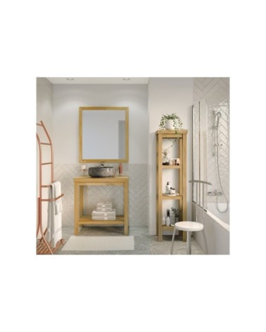 Miroir de salle de bain rectangulaire en bois 80 cm
