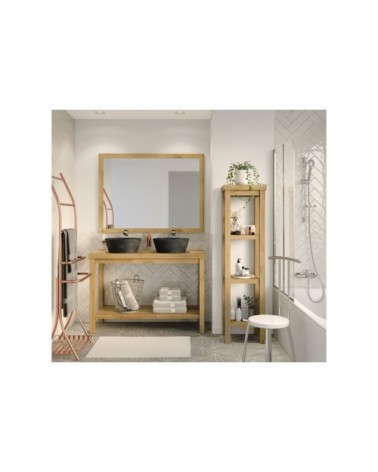 Miroir de salle de bain rectangulaire en bois 120 cm