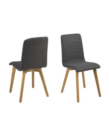 Chaises tissu et bois chêne (lot de 2)