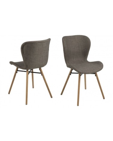 Chaises tissu et bois chêne (lot de 2)