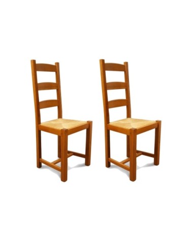Chaises en bois assise paille (lot de 2)