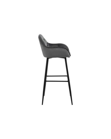 Tabouret haut avec accoudoirs en velours et métal (lot de 2)