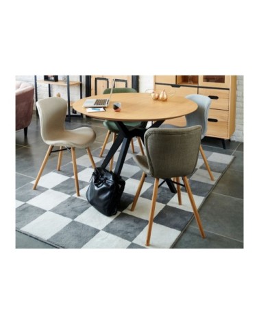 Chaises tissu et bois chêne (lot de 2)