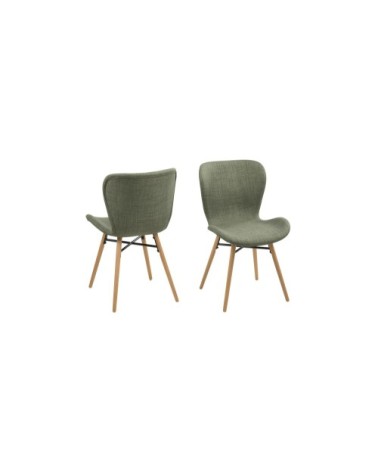 Chaises tissu et bois chêne (lot de 2)