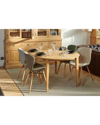 Chaises tissu et bois chêne (lot de 2)