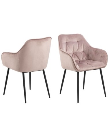Fauteuil de salle à manger en velours et métal (lot de 2)