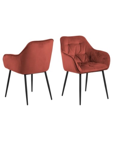 Fauteuil de salle à manger en velours et métal (lot de 2)