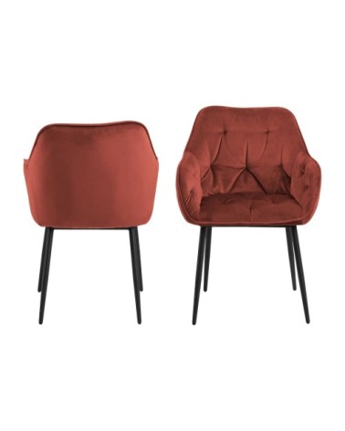 Fauteuil de salle à manger en velours et métal (lot de 2)