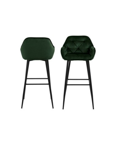 Tabouret haut avec accoudoirs en velours et métal (lot de 2)