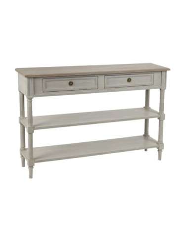 Console en bois 2 tiroirs 2 tablettes